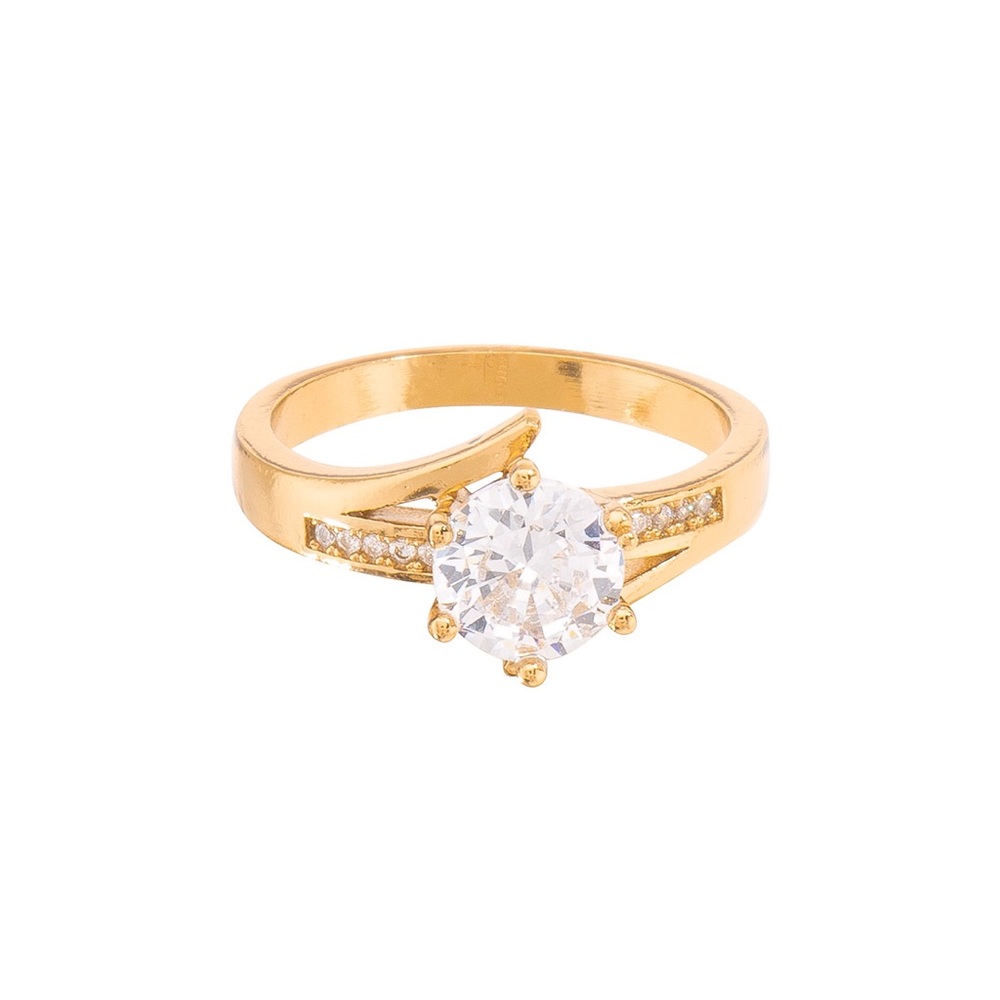 GOLD-PLATED RING WITH CRYSTAL-COLORED ZIRCONIA
